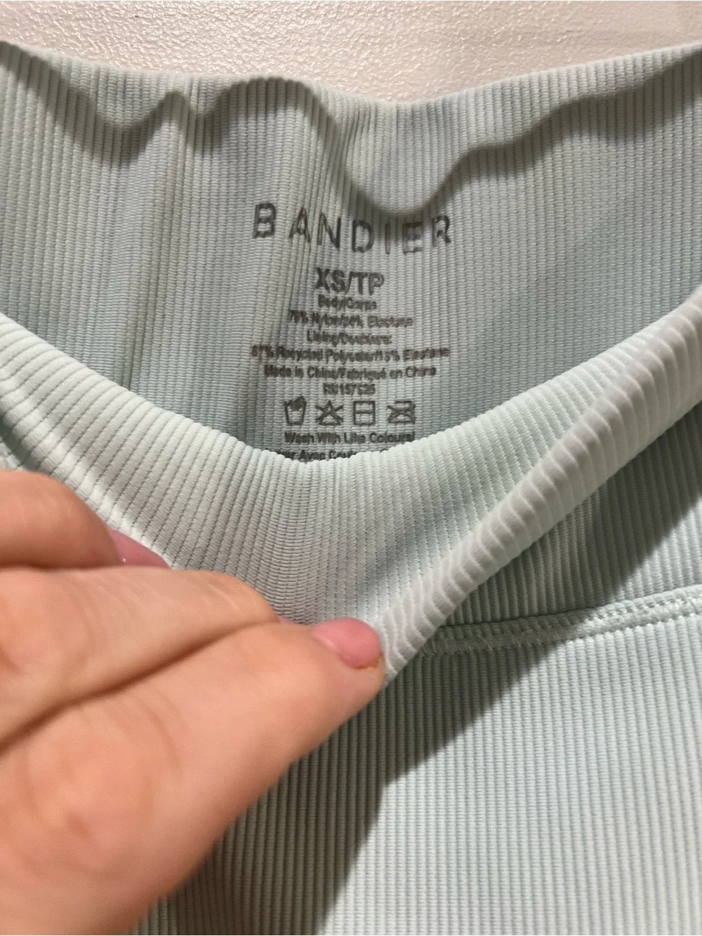 Bandier Seafoam Ribbed High Waist Leggings XS NWOT